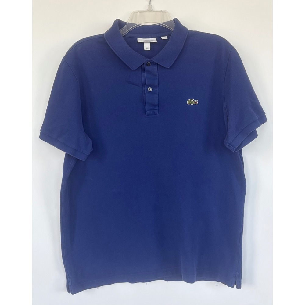 Lacoste Men XL Slim Fit Polo Shirt Royal Blue Cotton Pique Croc Logo Golf Resort